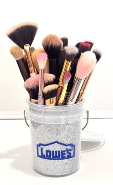 Lowe's Silver Glitter Mini Bucket with Handle & Lid 0.4 Quart
